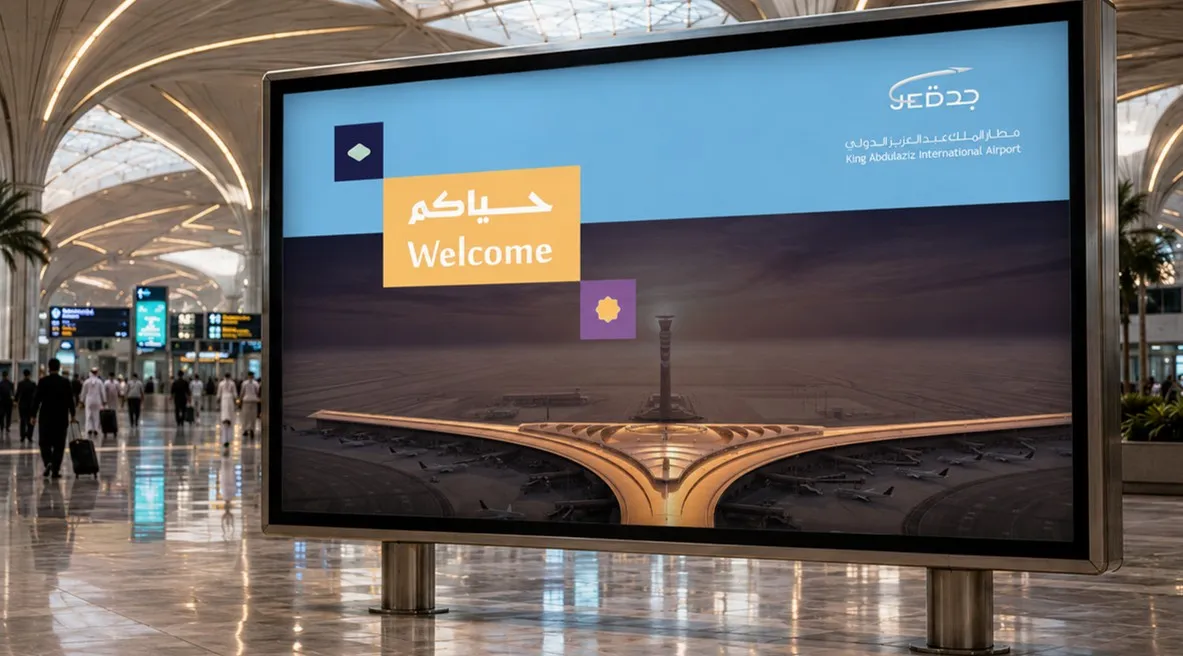 King Abdulaziz Airport welcome campaign display